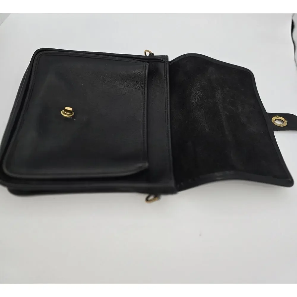 Vintage Coach Station Bag Black Leather Satchel Without Strap, Style 5130